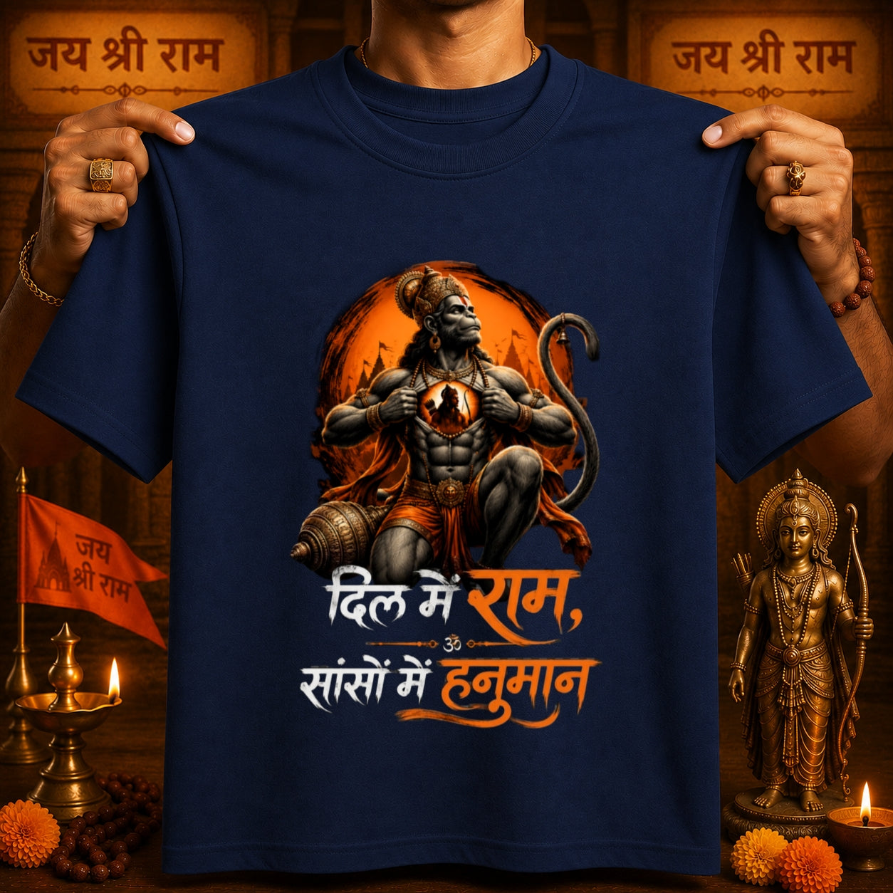 Dil Mein Ram Saanson Mein Hanuman Premium Cotton T-Shirt