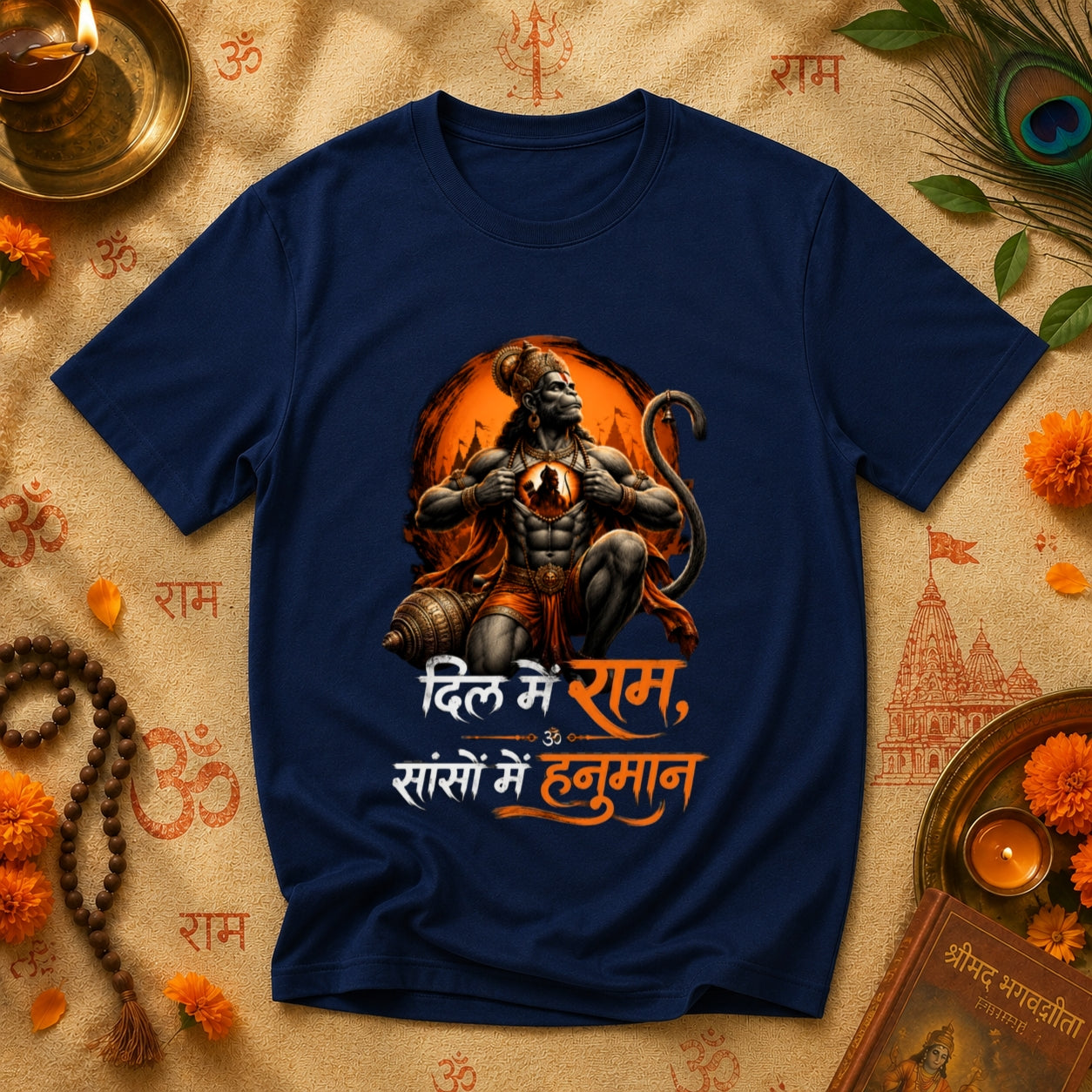 Dil Mein Ram Saanson Mein Hanuman Premium Cotton T-Shirt
