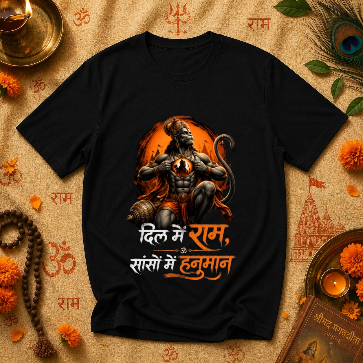 Dil Mein Ram Saanson Mein Hanuman Premium Cotton T-Shirt