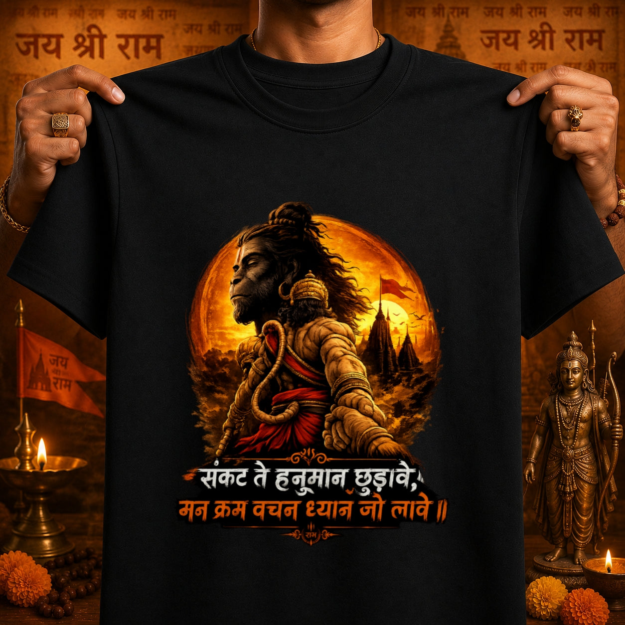 Sankat Te Hanuman Chudave Devotional Graphic T-Shirt