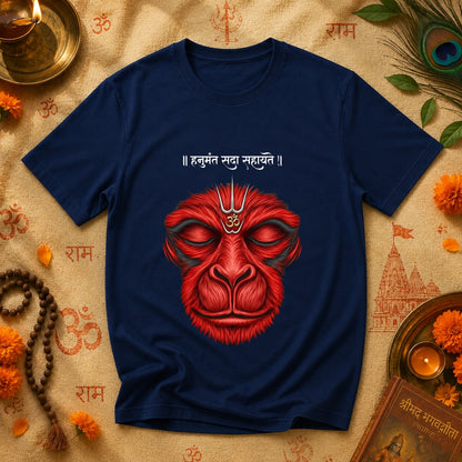 Hanuman Sada Sahaite Bajrang Bali Face Art Premium Cotton T-Shirt