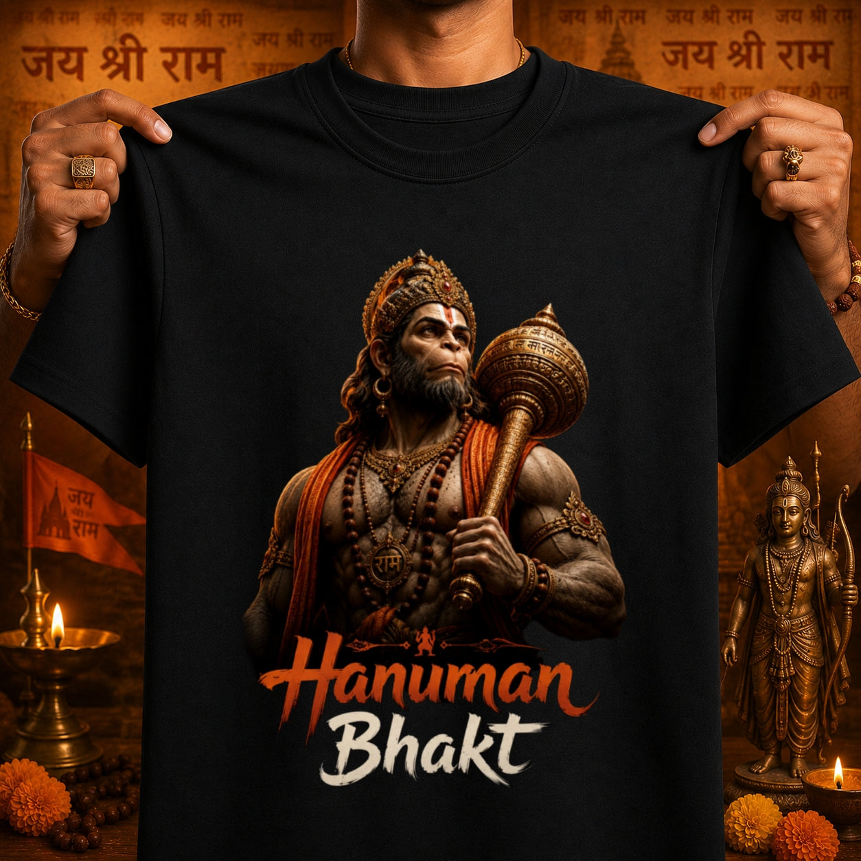Hanuman Bhakt Black T-Shirt for Men